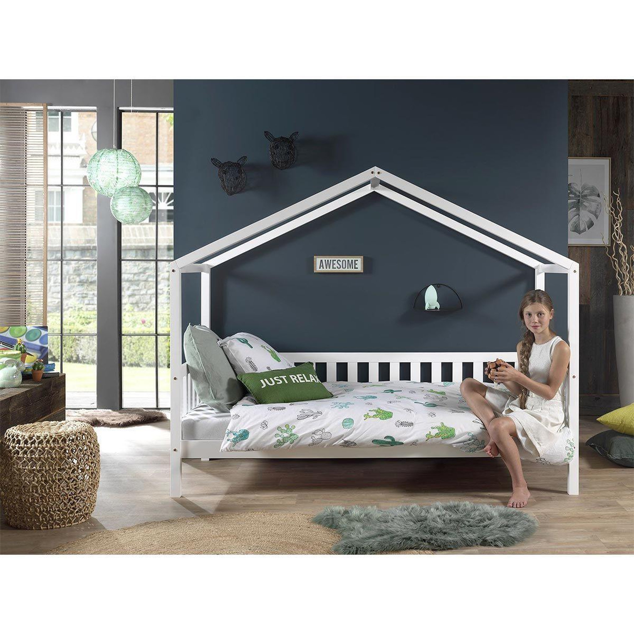 Voir la diapositive 6 : Paris Prix Pack - lit enfant cabane & matelas  dallas ii  90x200cm blanc