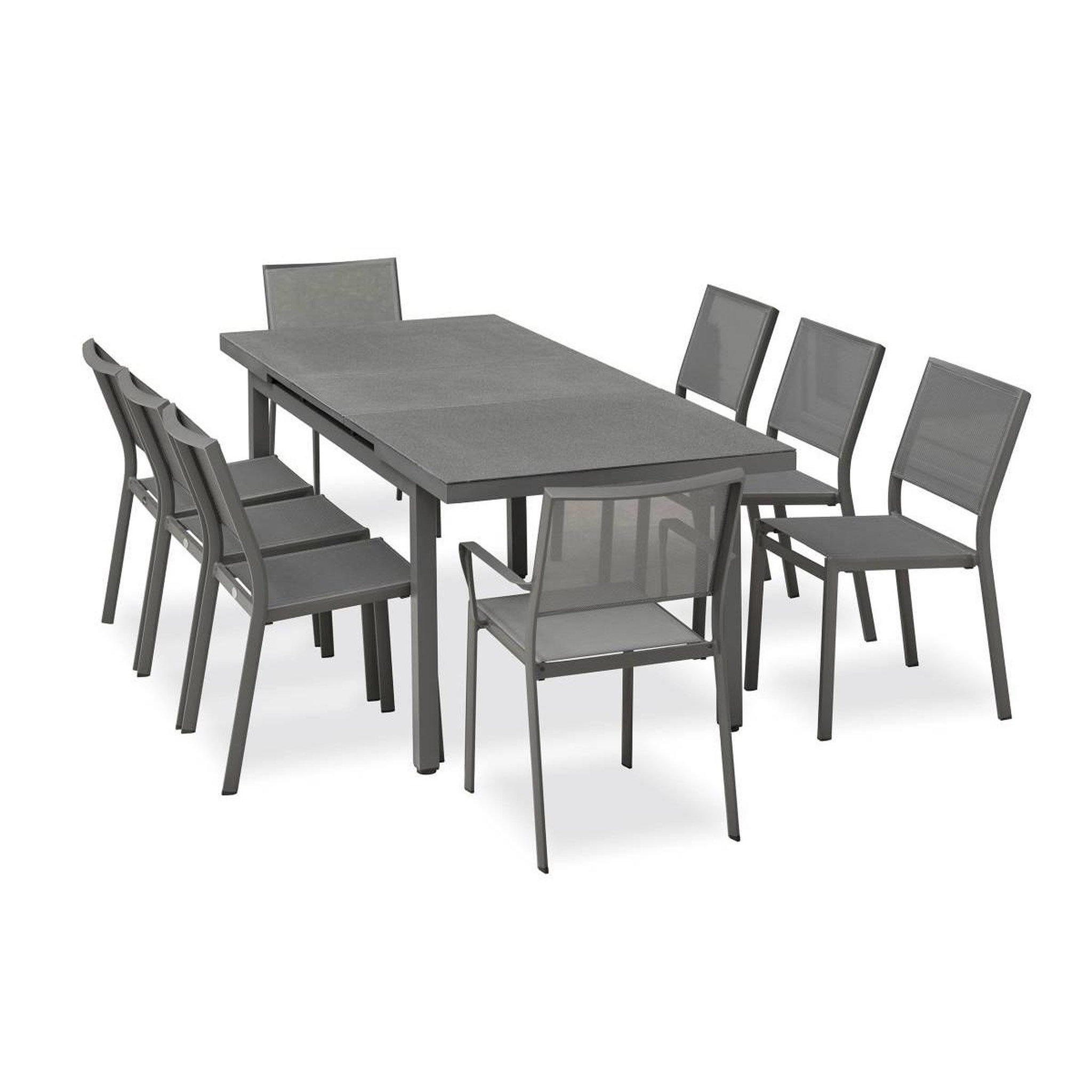Voir la diapositive 2 : DCB GARDEN Ensemble Table de Jardin Extensible & 8 Assises  Dania & Stockholm  160-210cm Anthracite