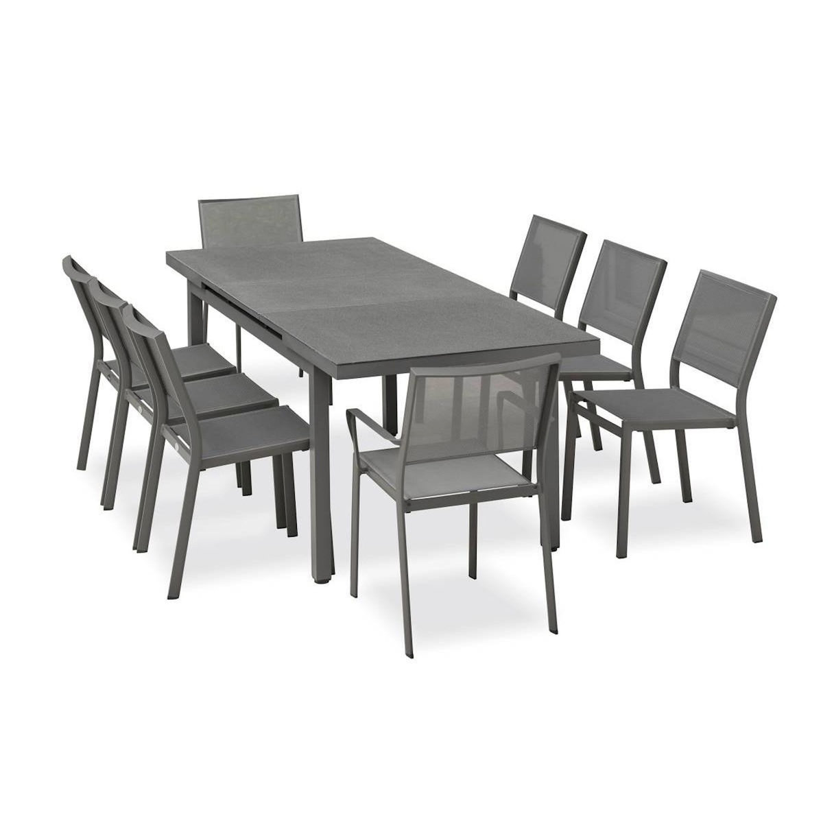 Paris Prix Ensemble Table de Jardin Extensible & 8 Assises  Dania & Stockholm  160-210cm Anthracite