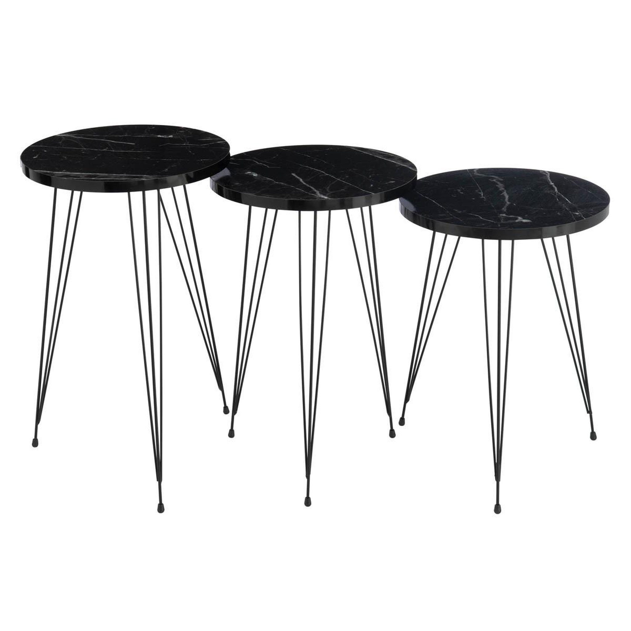 Voir la diapositive 2 : J-LINE Lot de 3 tables d'appoint  célia  56cm noir