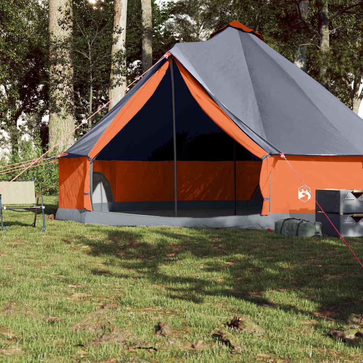 VIDAXL Tente familiale tipi 8 personnes gris et orange impermeable