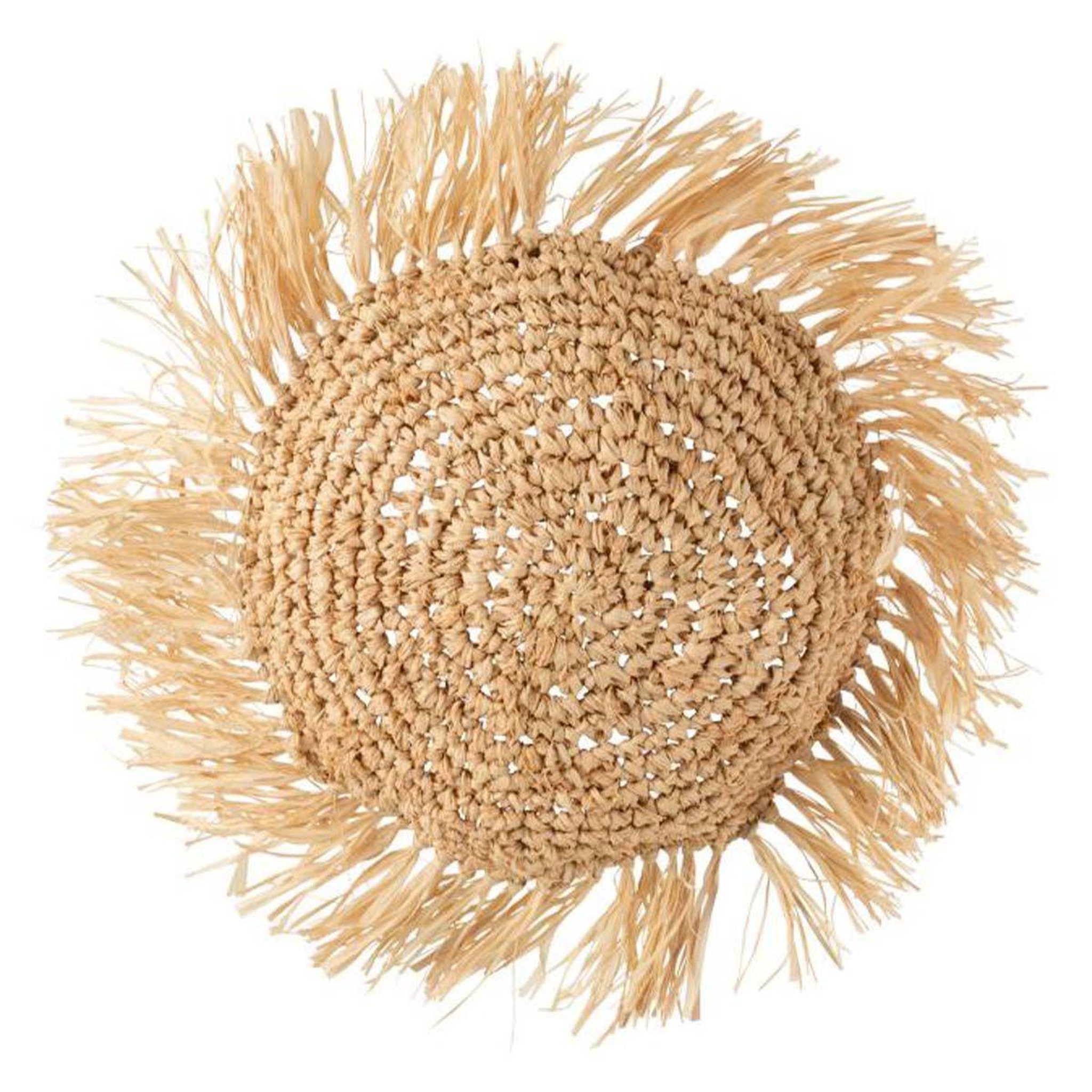 J-LINE Coussin déco  rond raphia  45cm naturel