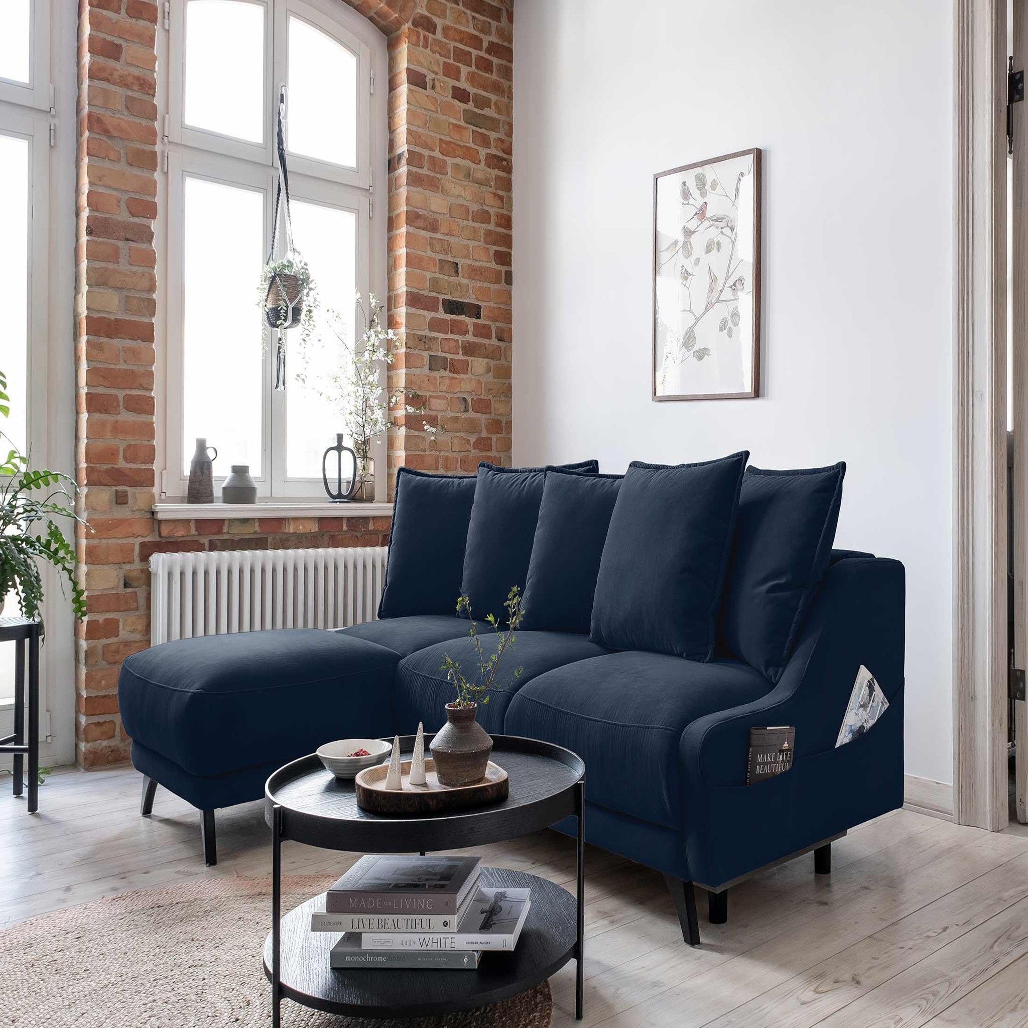 Voir la diapositive 5 : BEST MOBILIER Royal - canapé d'angle gauche - 4 places - convertible avec coffre - en velours