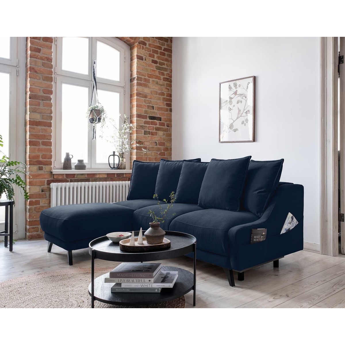 BEST MOBILIER Royal - canapé d'angle gauche - 4 places - convertible avec coffre - en velours