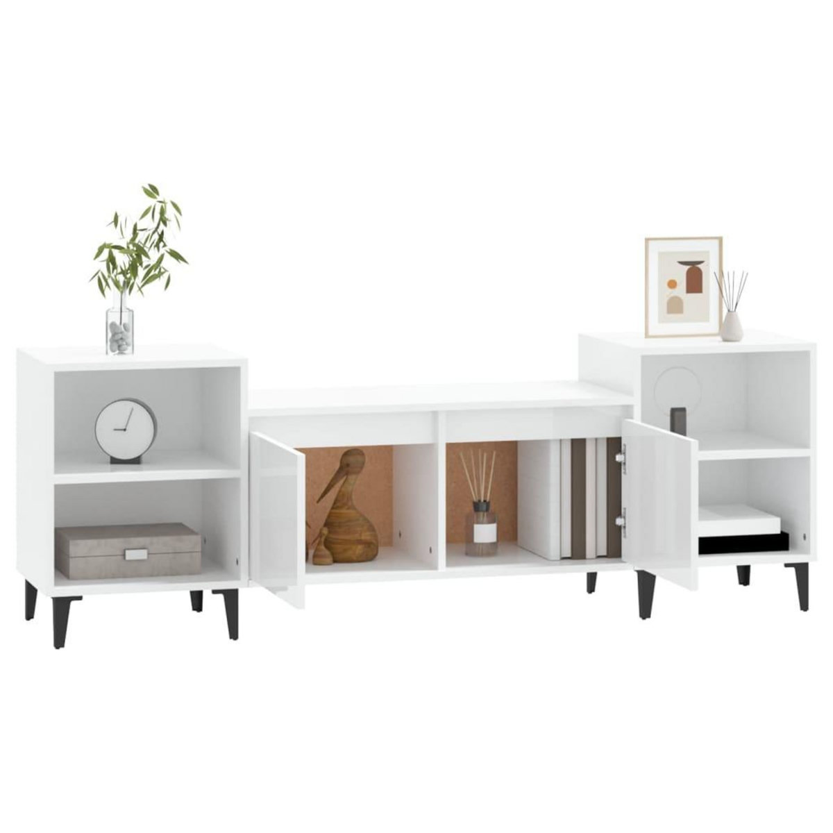 VIDAXL Meuble TV Blanc brillant 160x35x55 cm Bois d'ingenierie