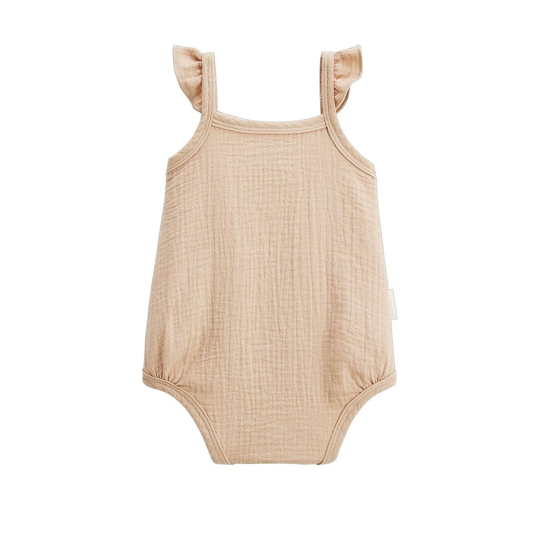 Voir la diapositive 3 : Petit Béguin Lot de 2 barboteuses bloomer bébé en gaze de coton Praline