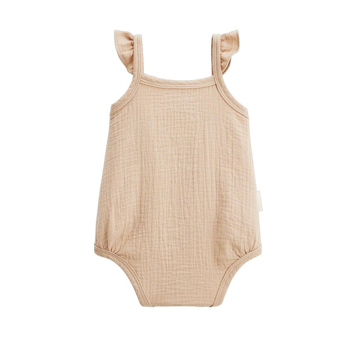 Petit Béguin Lot de 2 barboteuses bloomer bébé en gaze de coton Praline