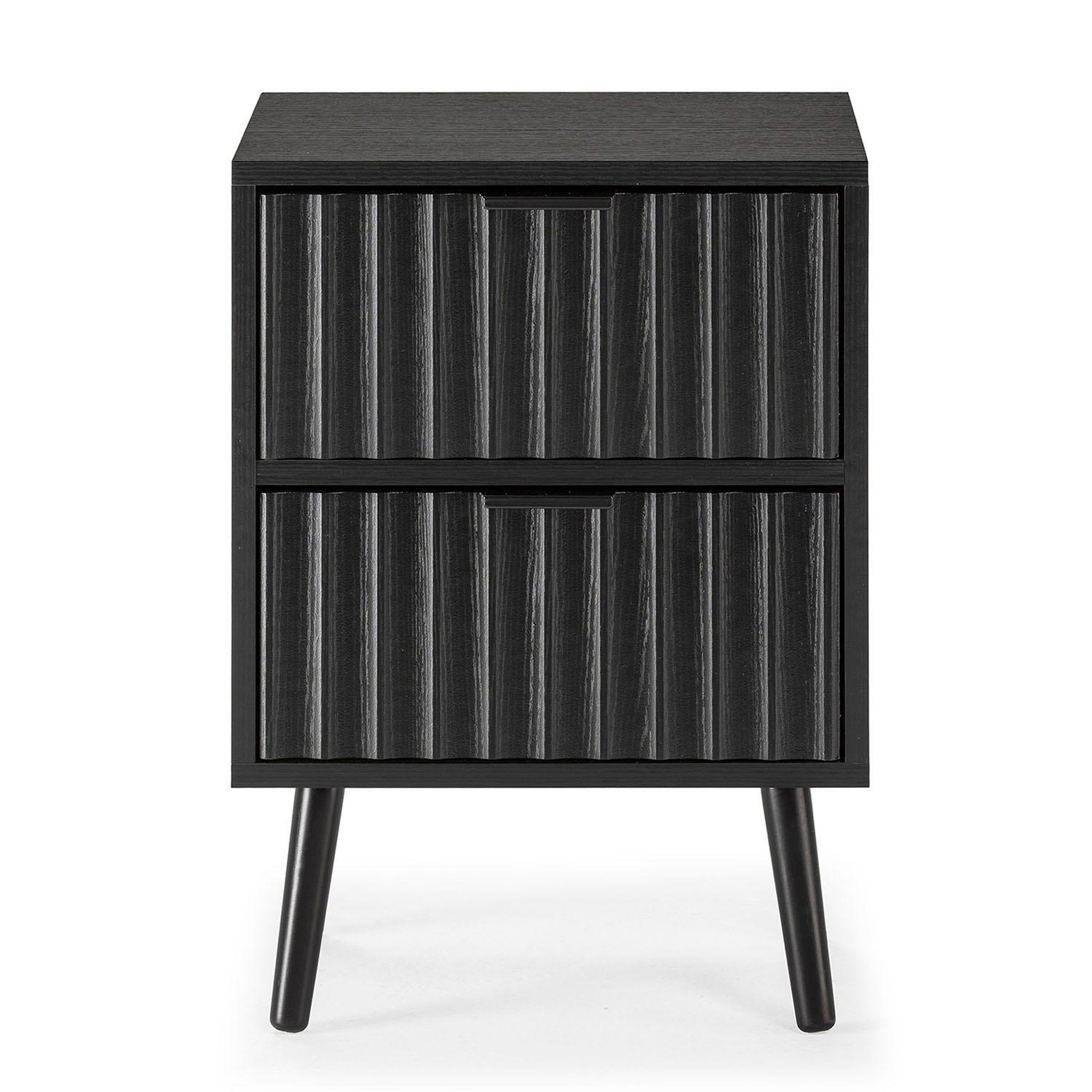 Voir la diapositive 4 : VS VENTA-STOCK Table de chevet Lluvia 2 tiroirs couleur noir