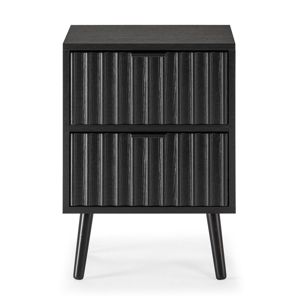 VS VENTA-STOCK Table de chevet Lluvia 2 tiroirs couleur noir