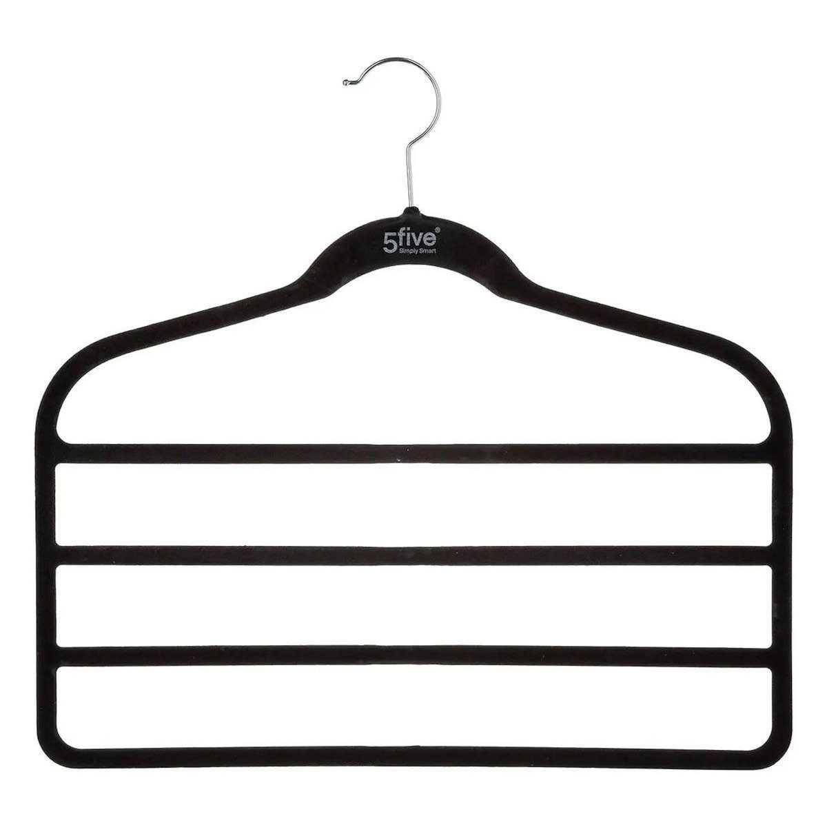 FIVE Lot de 2 Cintres Feutrine  4 Pantalons  45cm Noir