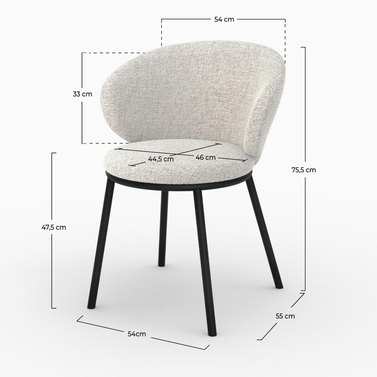 Rendez vous déco Chaise en tissu beige - Angèle