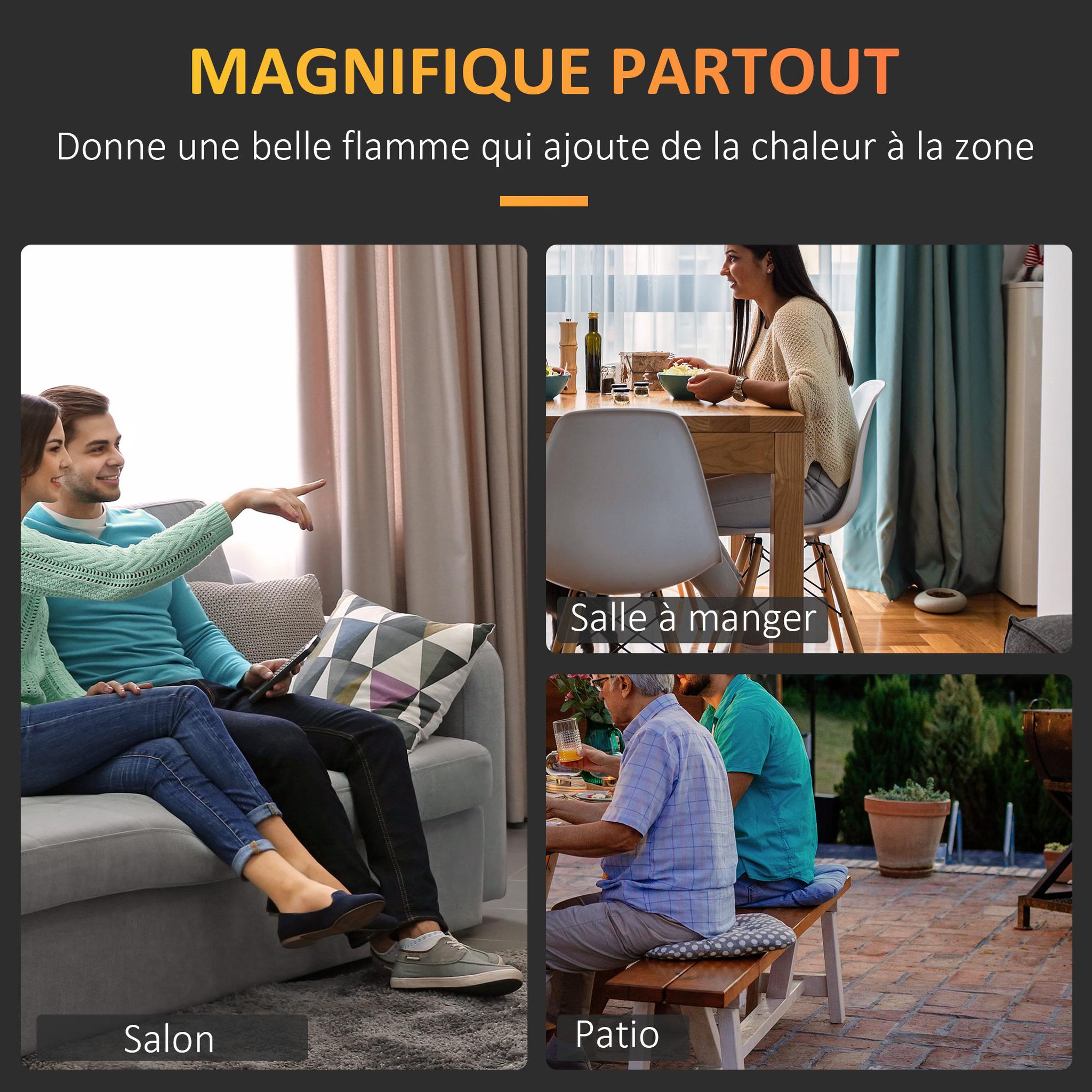Voir la diapositive 6 : HOMCOM Cheminée bioéthanol murale design contemporain - réservoir 2,8 L couverture 30 m² - pare-feu verre trempé, kit fixation inclus - dim. 102L x 16l x 43H cm