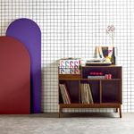 SWEEEK Meuble vinyle vintage effet bois, NEPAL. Coloris disponibles : Marron