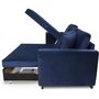 Voir la diapositive 4 : MARKET24 Canapé d'angle convertible HAMILTON 4 places - Tissu velours bleu - L 245 x P 140 x H 86 - Coffre de rangement