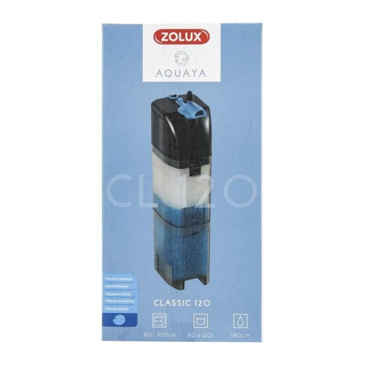Zolux Filtre intérieur - Zolux - Classic - Pour aquarium de 80 a 120 L - Débit de 580 L/h - 6W