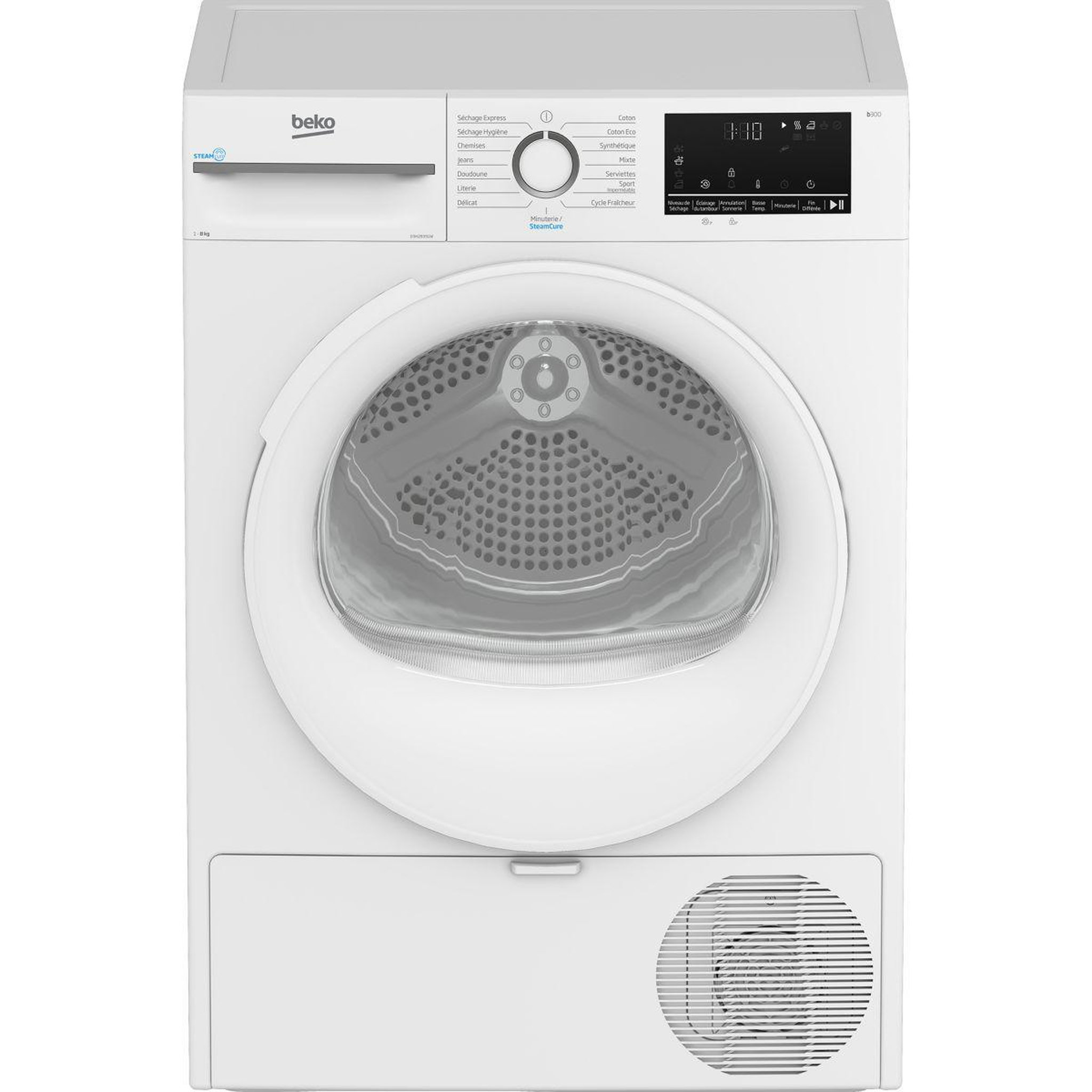 Voir la diapositive 1 : Beko Sèche linge pompe à chaleur D3H28391W - 8kg - Soin quotidien & Anti-froissage vapeur