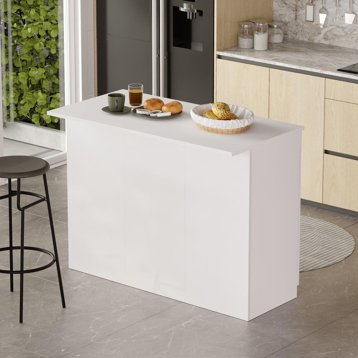 Habitat et Jardin Table de cuisine en bois  Orlando  - 120 x 60 x 88 cm - Blanc