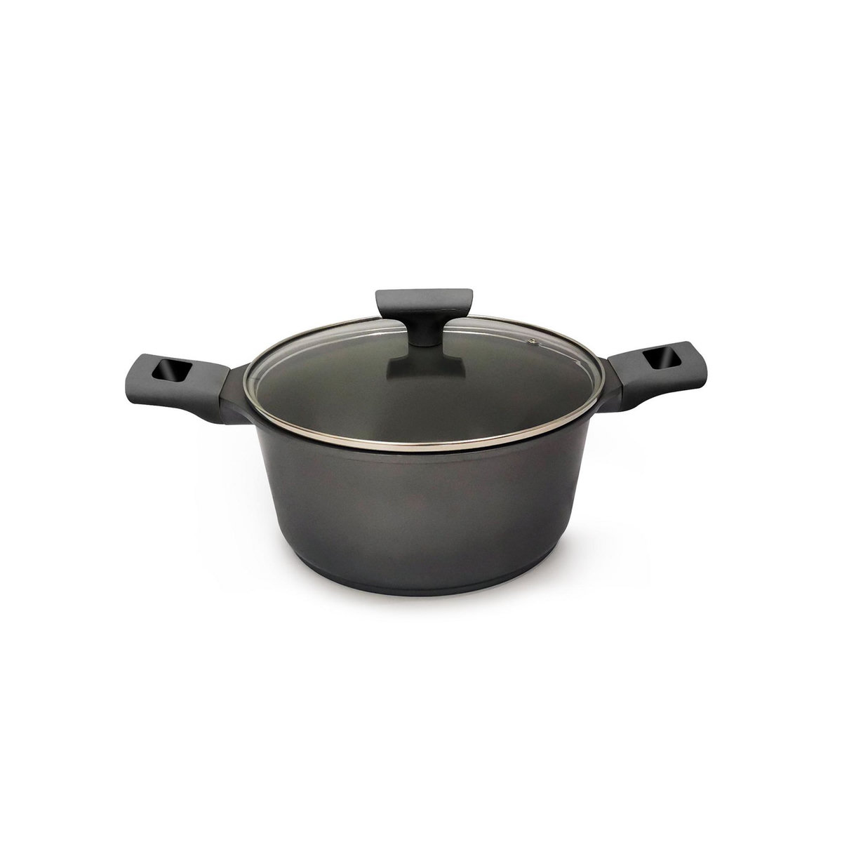 Faitout fonte aluminium 24 cm + couvercle en verre