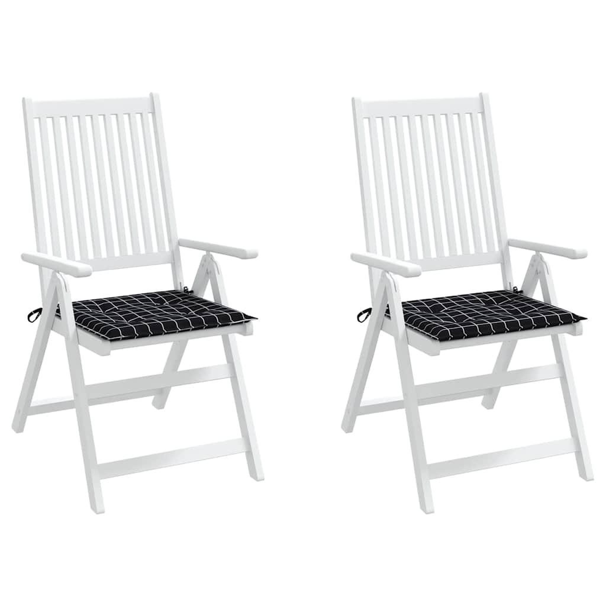 Voir la diapositive 4 : VIDAXL Coussins de chaise de jardin lot de 2 motif a carreaux noir