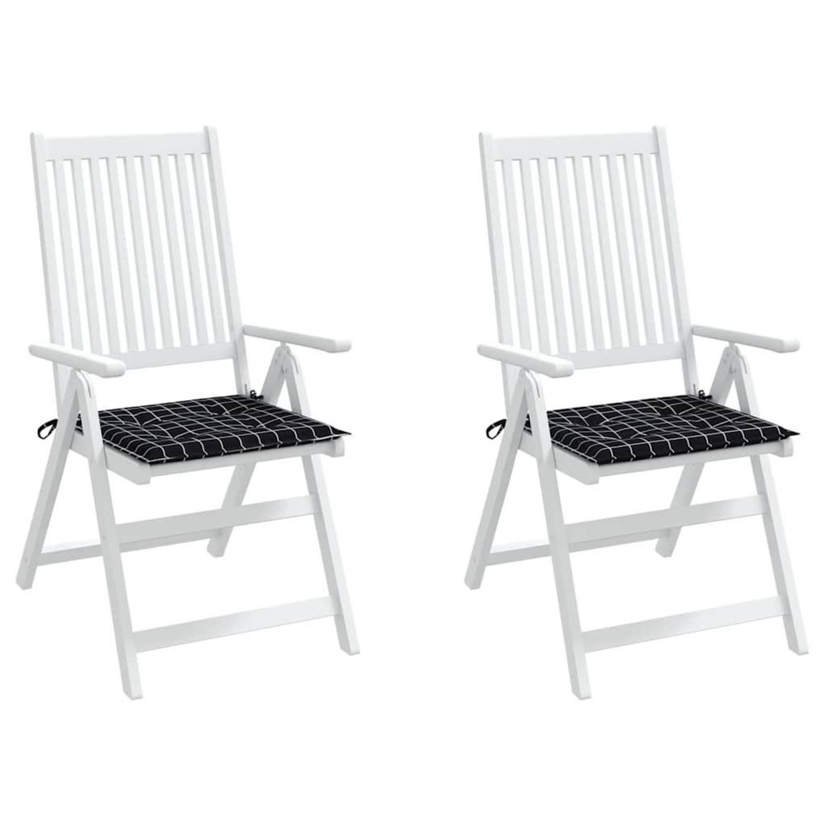 VIDAXL Coussins de chaise de jardin lot de 2 motif a carreaux noir