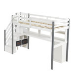 MERAX Lit combiné enfant 90x200cm bois et mdf coloris blanc+gris