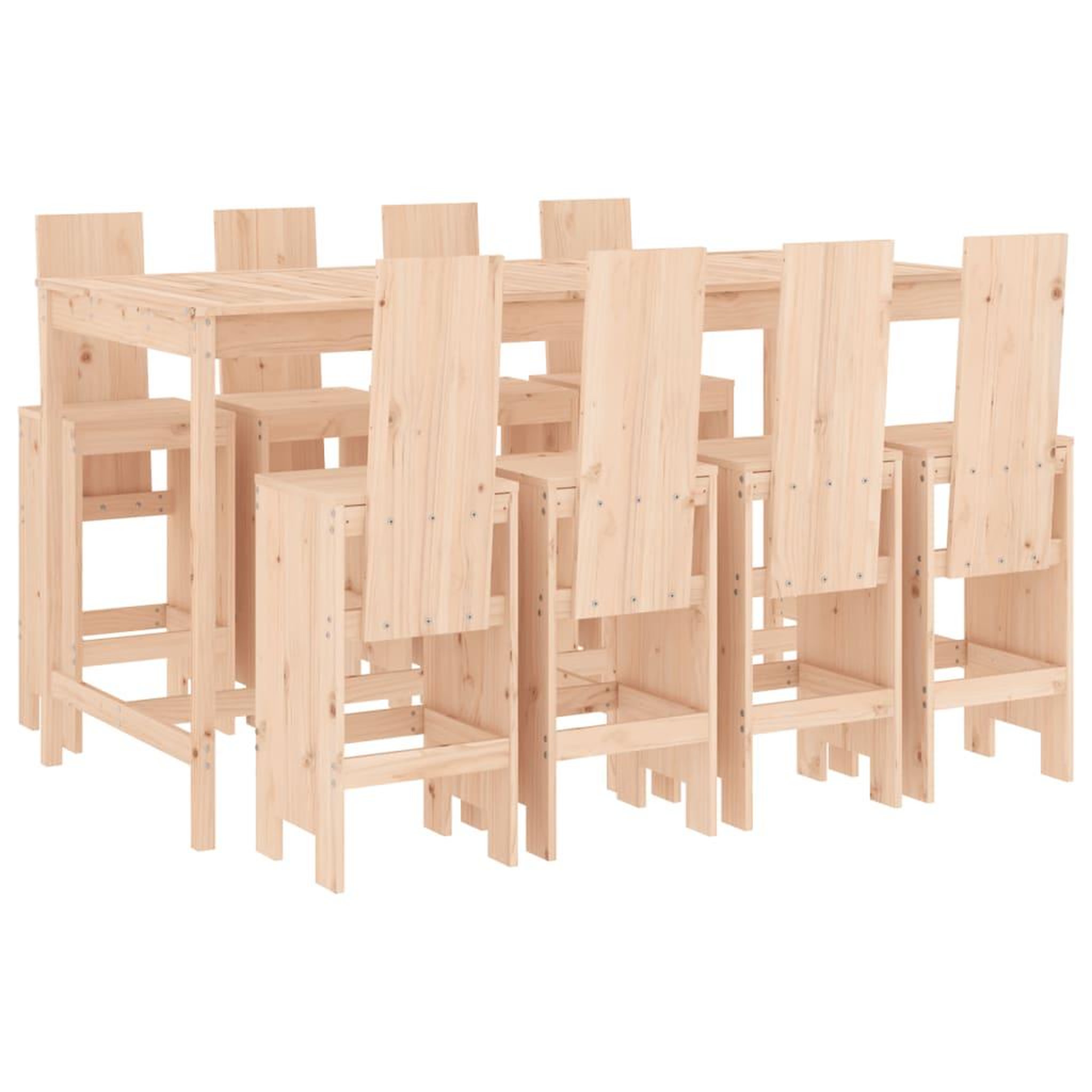 Voir la diapositive 2 : VIDAXL Ensemble de bar de jardin 9 pcs Bois de pin massif