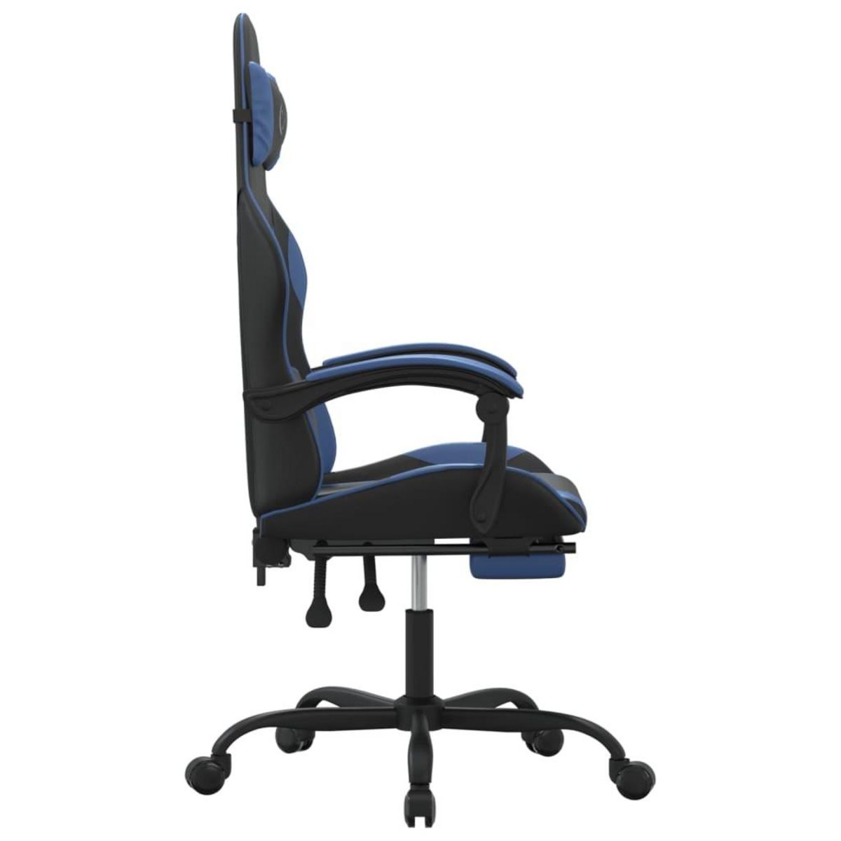 VIDAXL Chaise de jeu pivotante et repose-pied Noir et bleu Similicuir