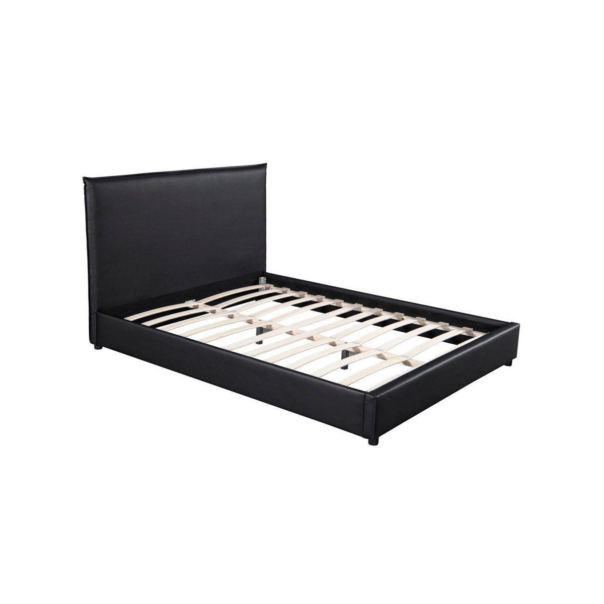 CONCEPT USINE Lit design 160x200 cm en similicuir noir CHESTER