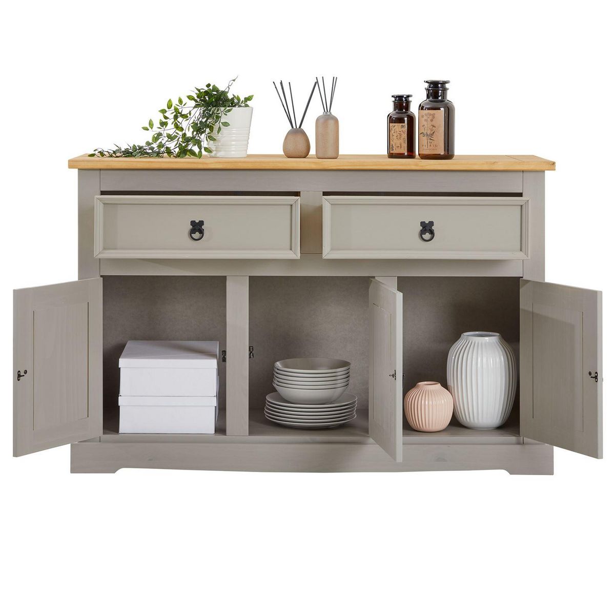 IDIMEX Buffet en pin TEQUILA, 2 tiroirs et 3 portes, en pin massif