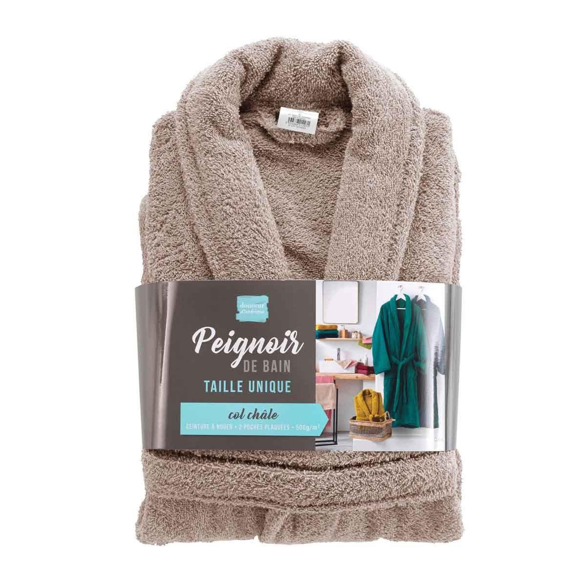 Voir la diapositive 6 : Douceur d'Intérieur Peignoir col châle en coton  tendresse  taupe