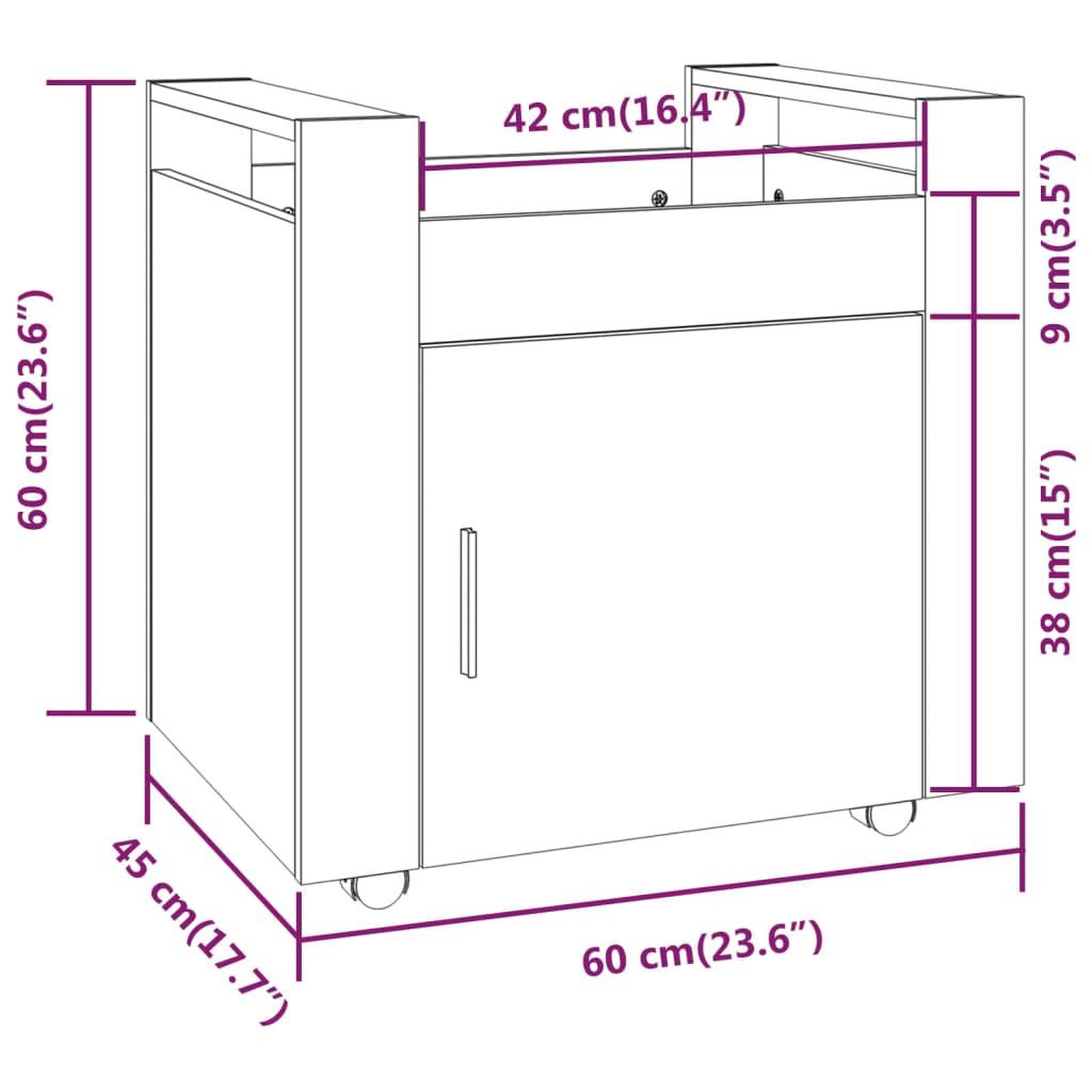Voir la diapositive 6 : VIDAXL Chariot de bureau Chene marron 60x45x60 cm Bois d'ingenierie