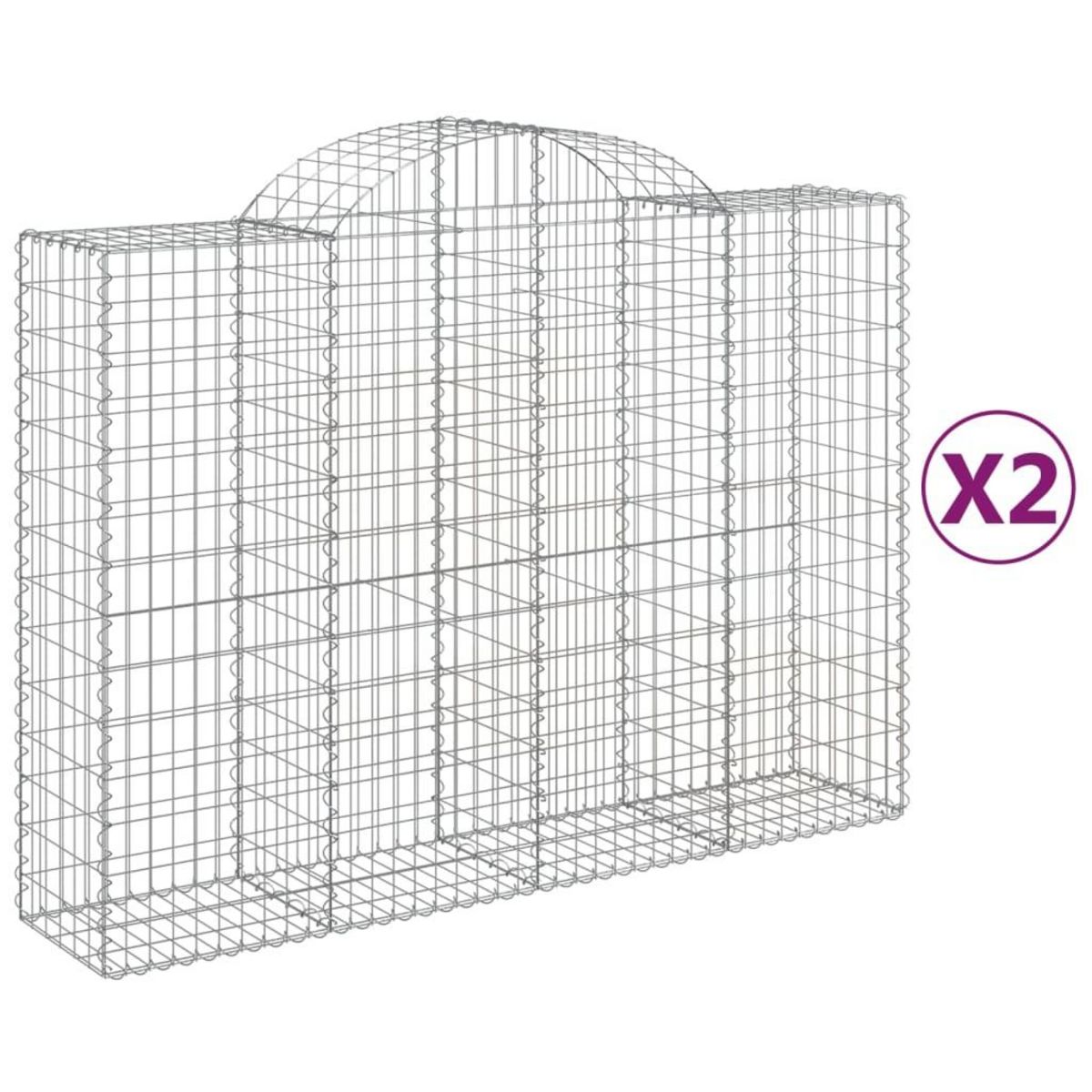 VIDAXL Paniers a gabions arques 2 pcs 200x50x140/160 cm Fer galvanise