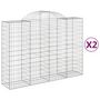 Voir la diapositive 2 : VIDAXL Paniers a gabions arques 2 pcs 200x50x140/160 cm Fer galvanise