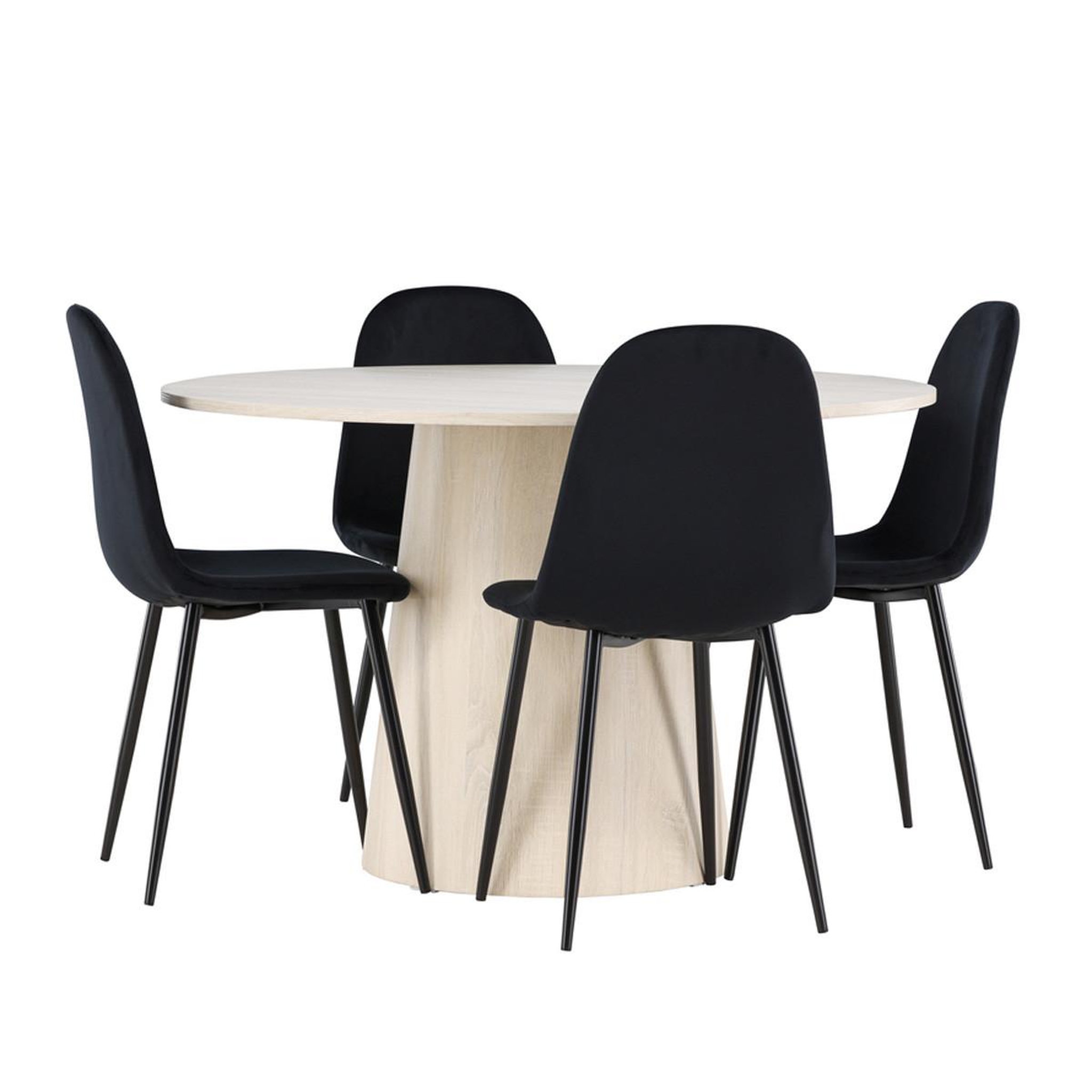 Paris Prix Ensemble table à manger & 4 chaises  lanzo & polar  120cm naturel & noir