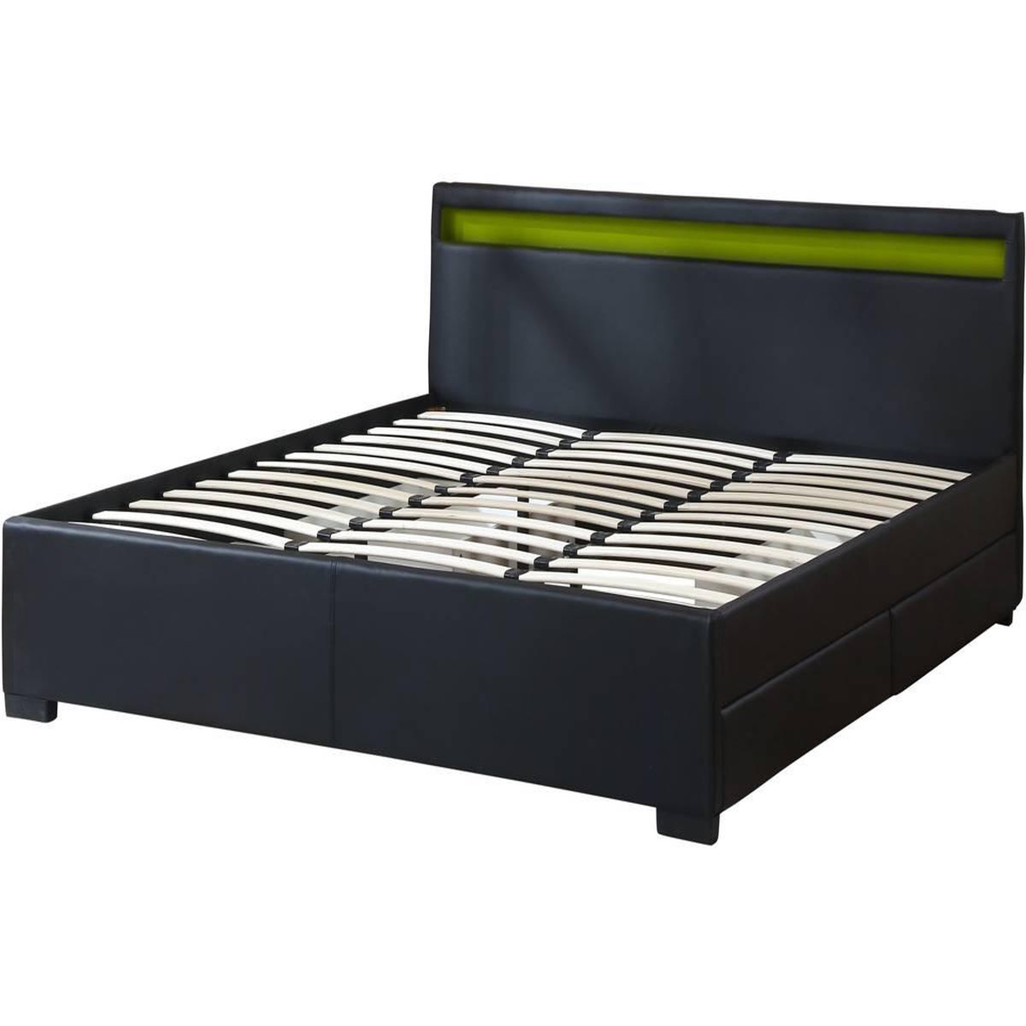 Habitat et Jardin Lit led double avec 4 tiroirs  nico  - 180 x 200 cm - noir