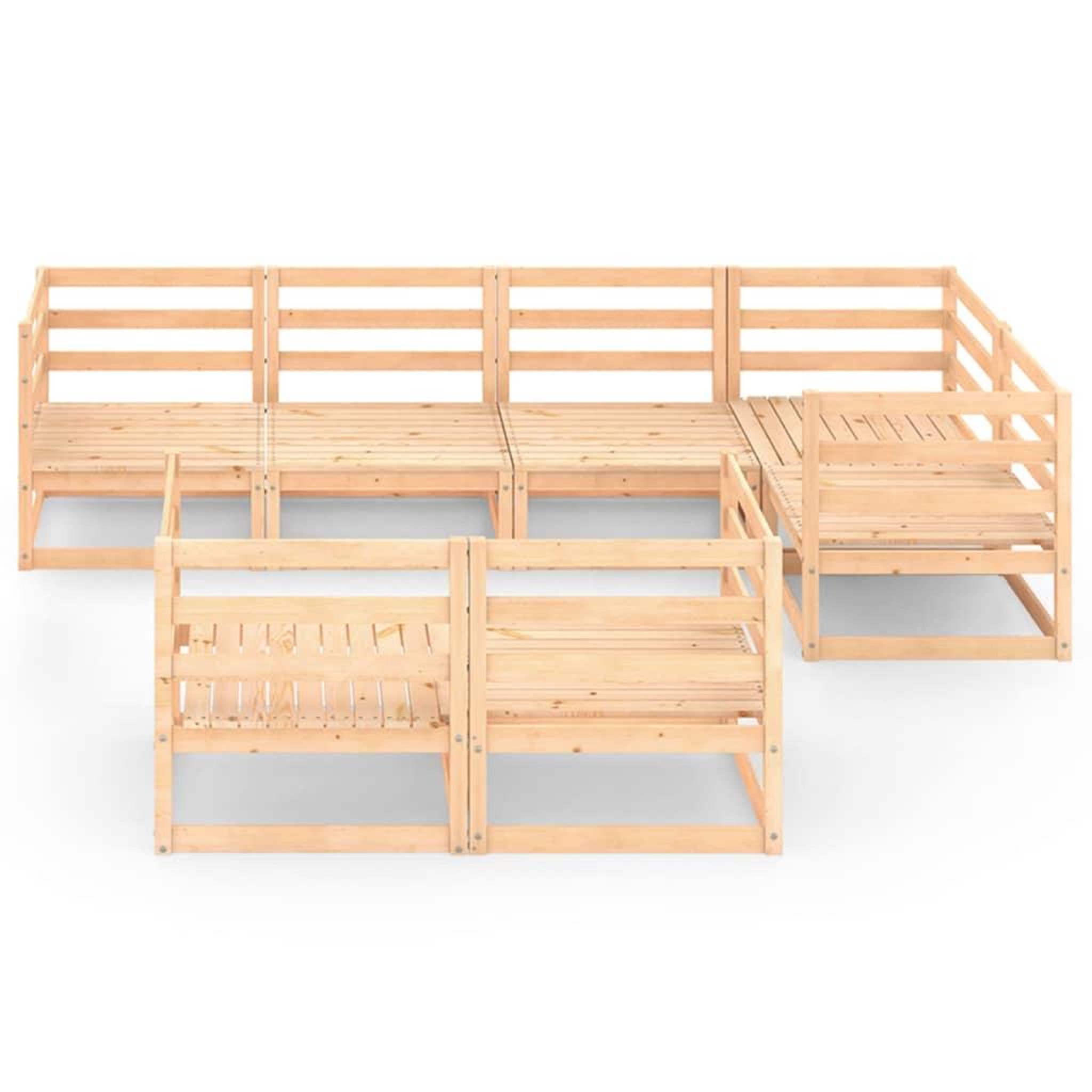 Voir la diapositive 2 : VIDAXL Salon de jardin 7 pcs bois de pin massif