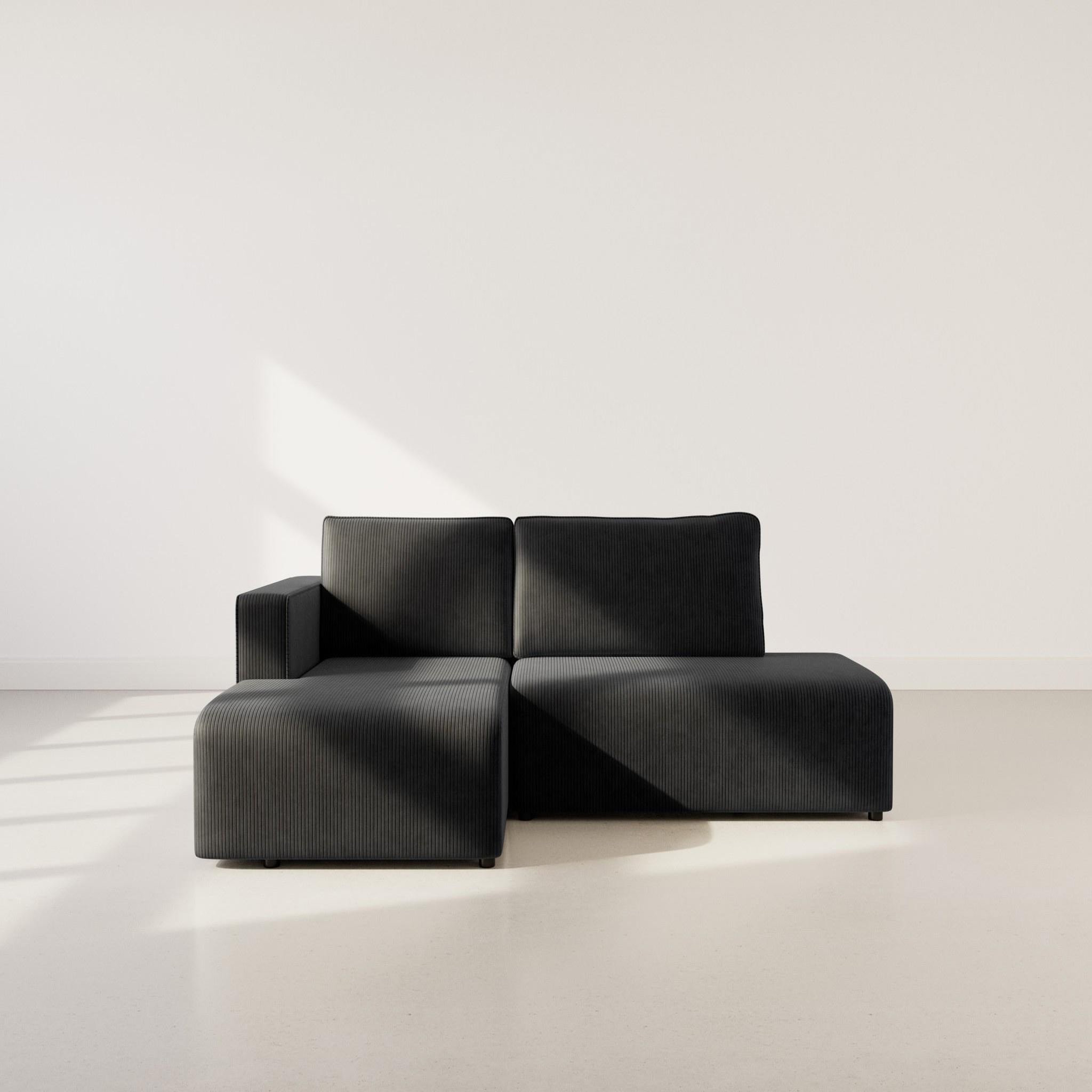 Voir la diapositive 5 : BEST MOBILIER Topaze - canapé d'angle gauche 4 places convertible avec coffre en velours côtelé