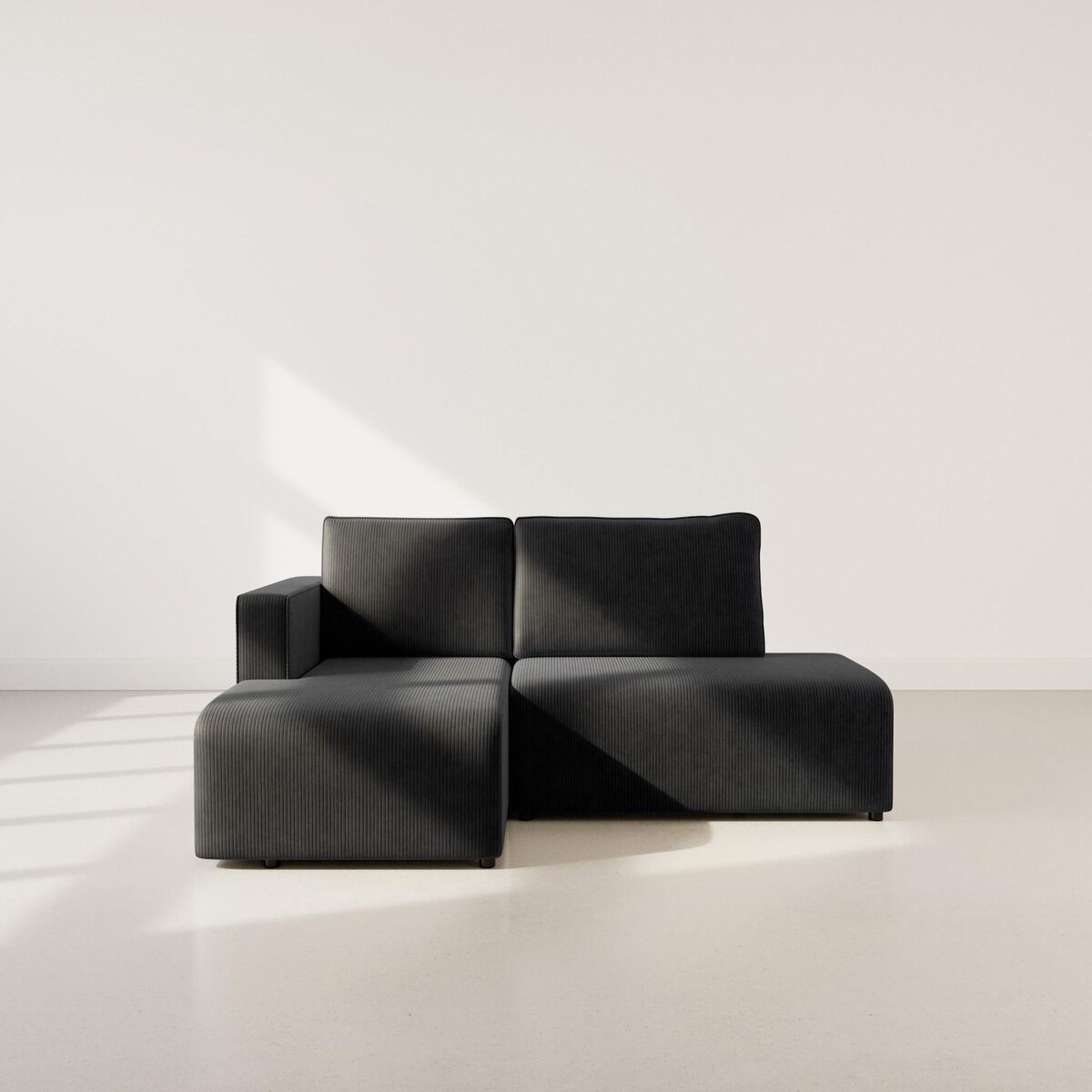 BEST MOBILIER Topaze - canapé d'angle gauche 4 places convertible avec coffre en velours côtelé