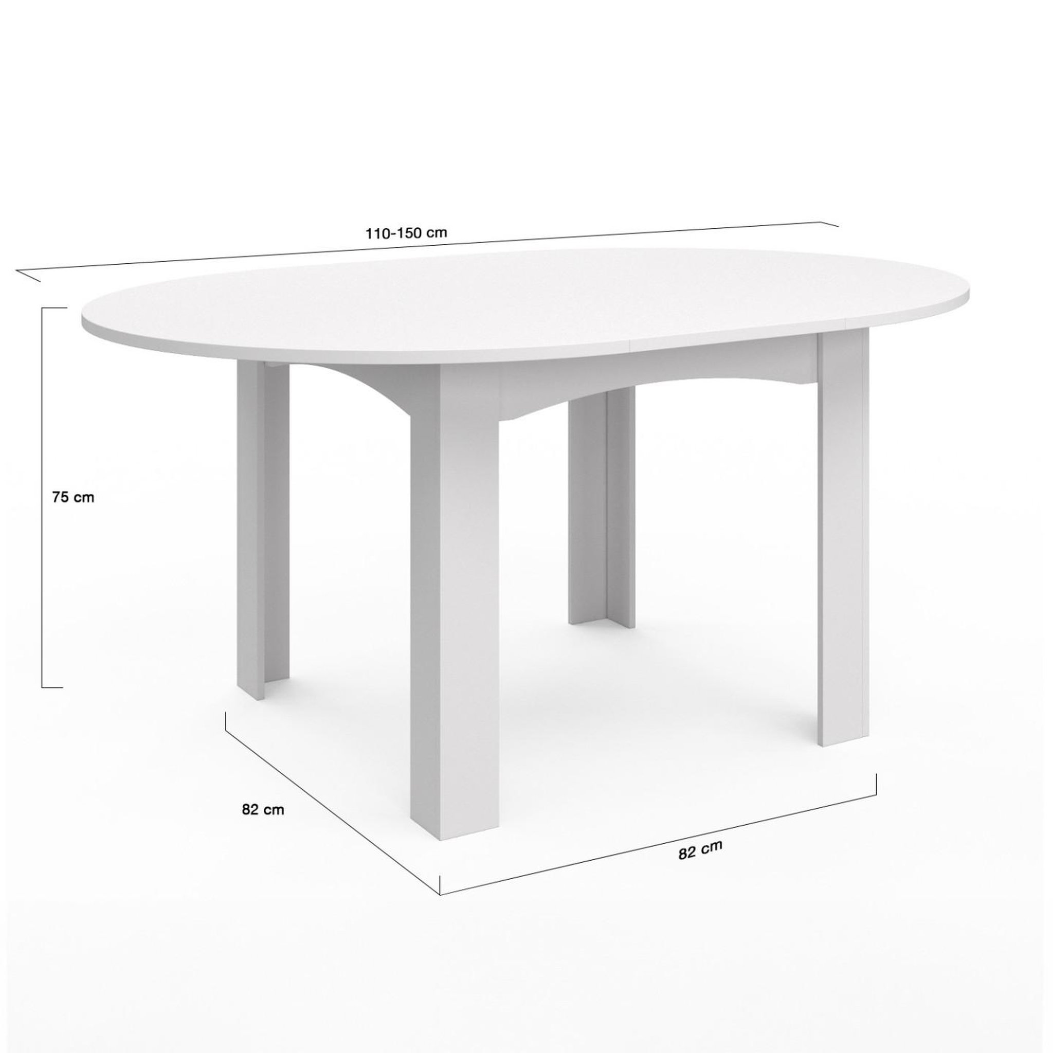 Voir la diapositive 5 : ID MARKET Table à manger extensible ronde dona 4-8 personnes blanc 110-150 cm
