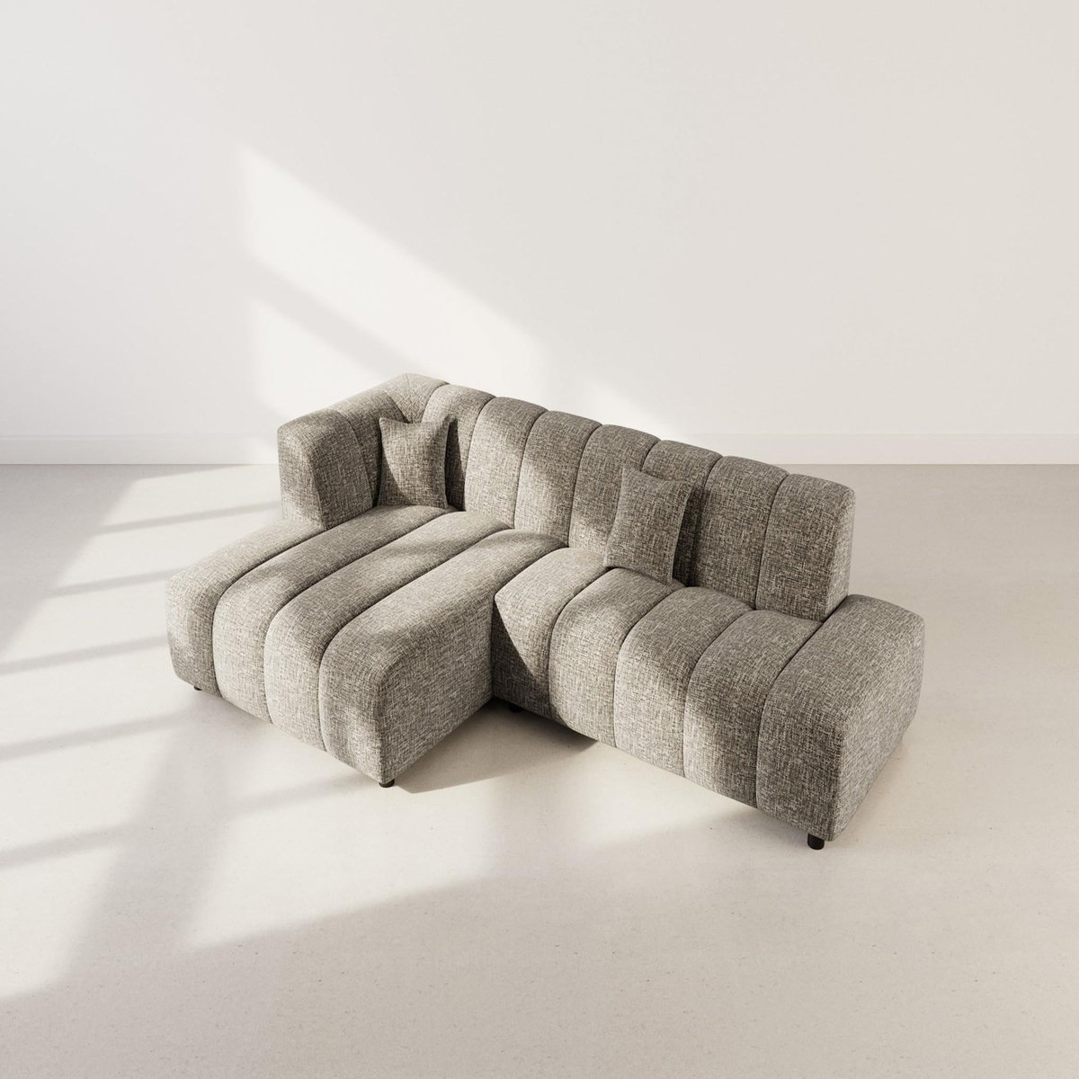 LISA DESIGN Curtis - canapé d'angle gauche 4 places sans accoudoir en tissu texturé