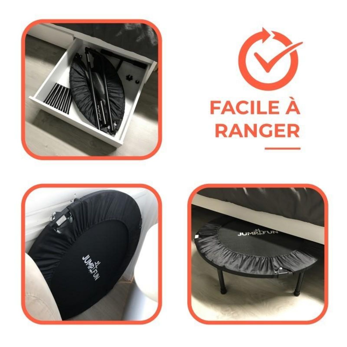 JUMP4FUN Mini Trampoline Fitness Jump4fun Pliable Double-Bar - Ø92cm