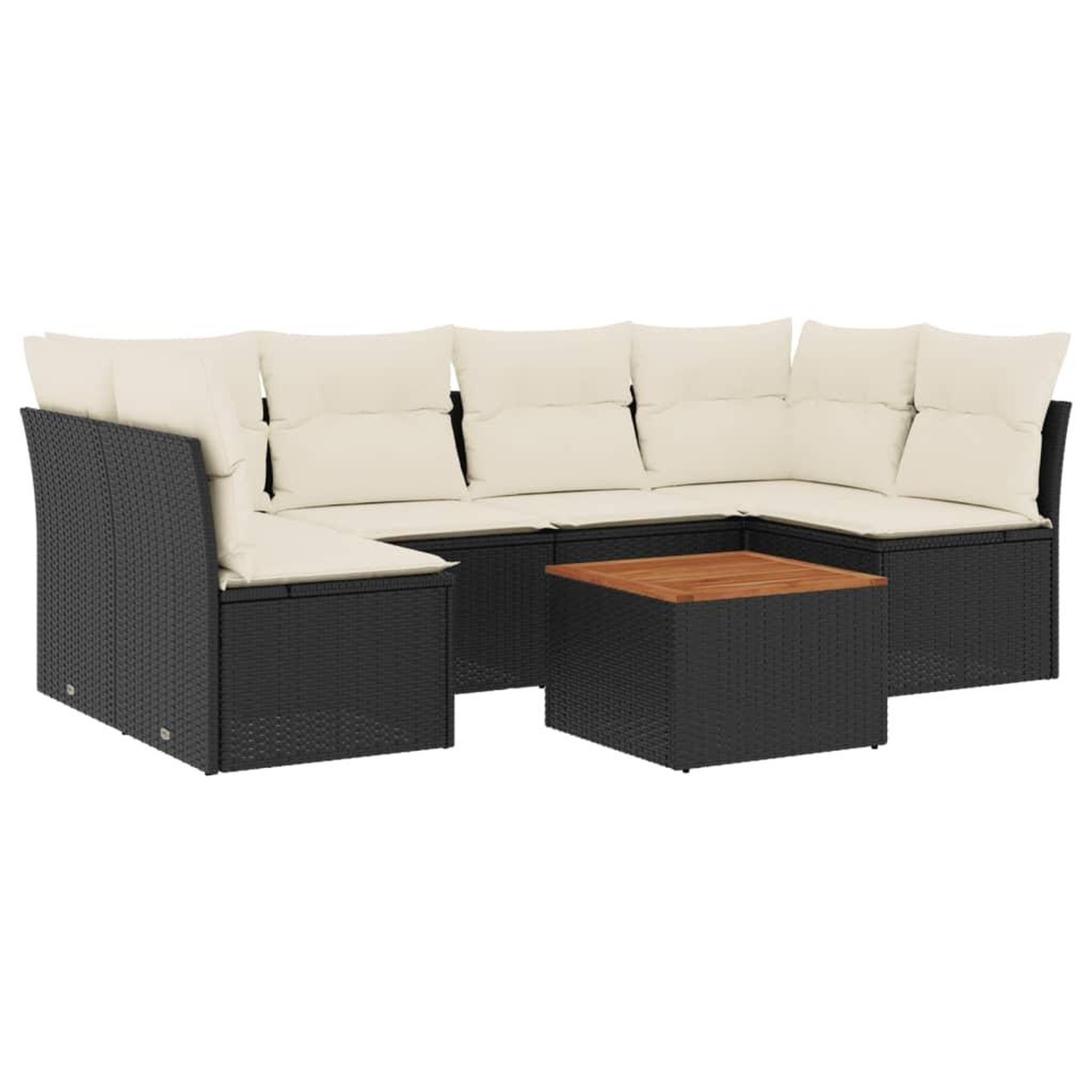 Voir la diapositive 2 : VIDAXL Salon de jardin 7 pcs avec coussins noir resine tressee