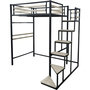 Voir la diapositive 1 : Habitat et Jardin Lit mezzanine en métal avec escalier  LENA  - 140 x 190 cm - Noir