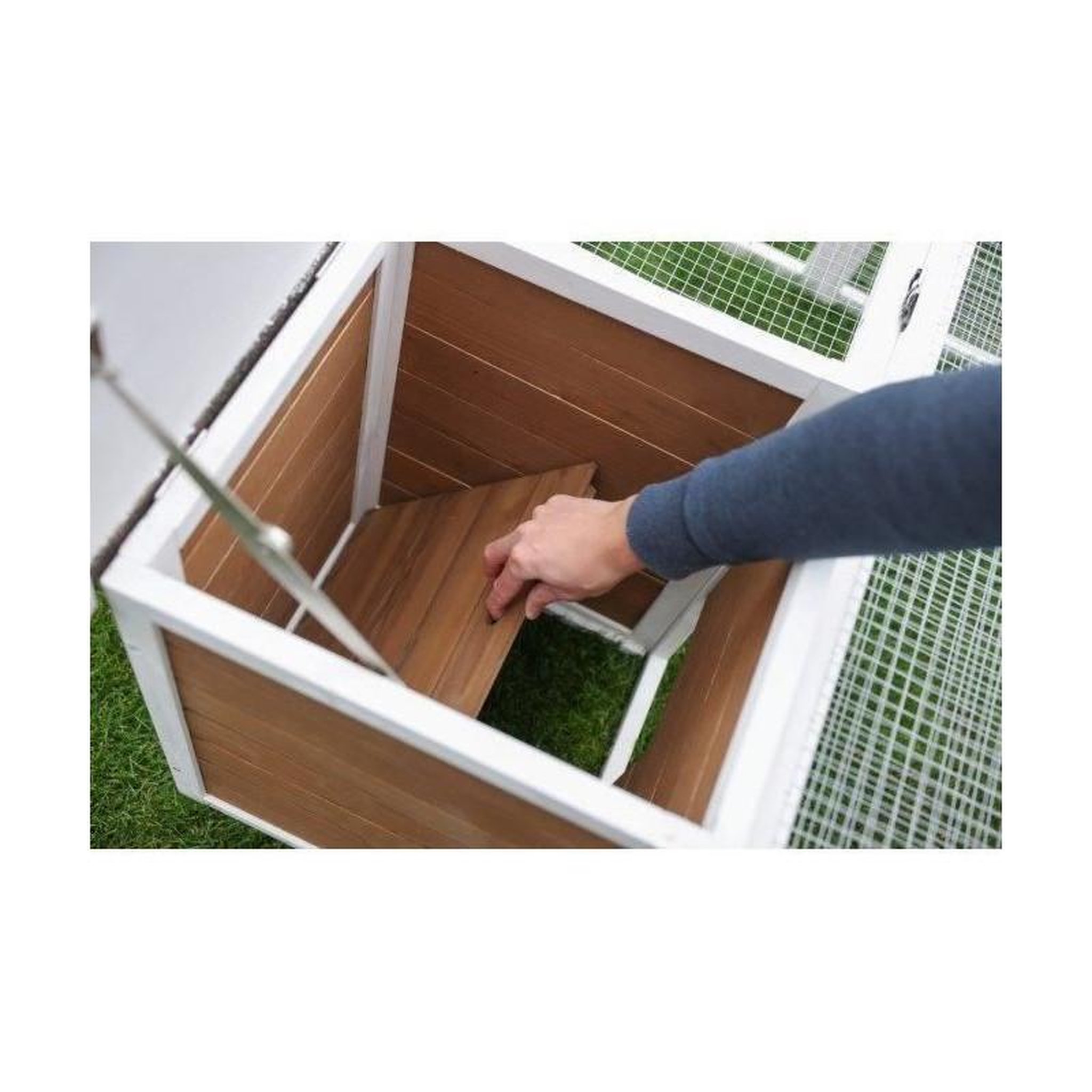 Voir la diapositive 6 : KERBL Enclos d'extérieur petits animaux - KERBL - 132 x 102 x 59 cm - Maison intégrée - Grillage