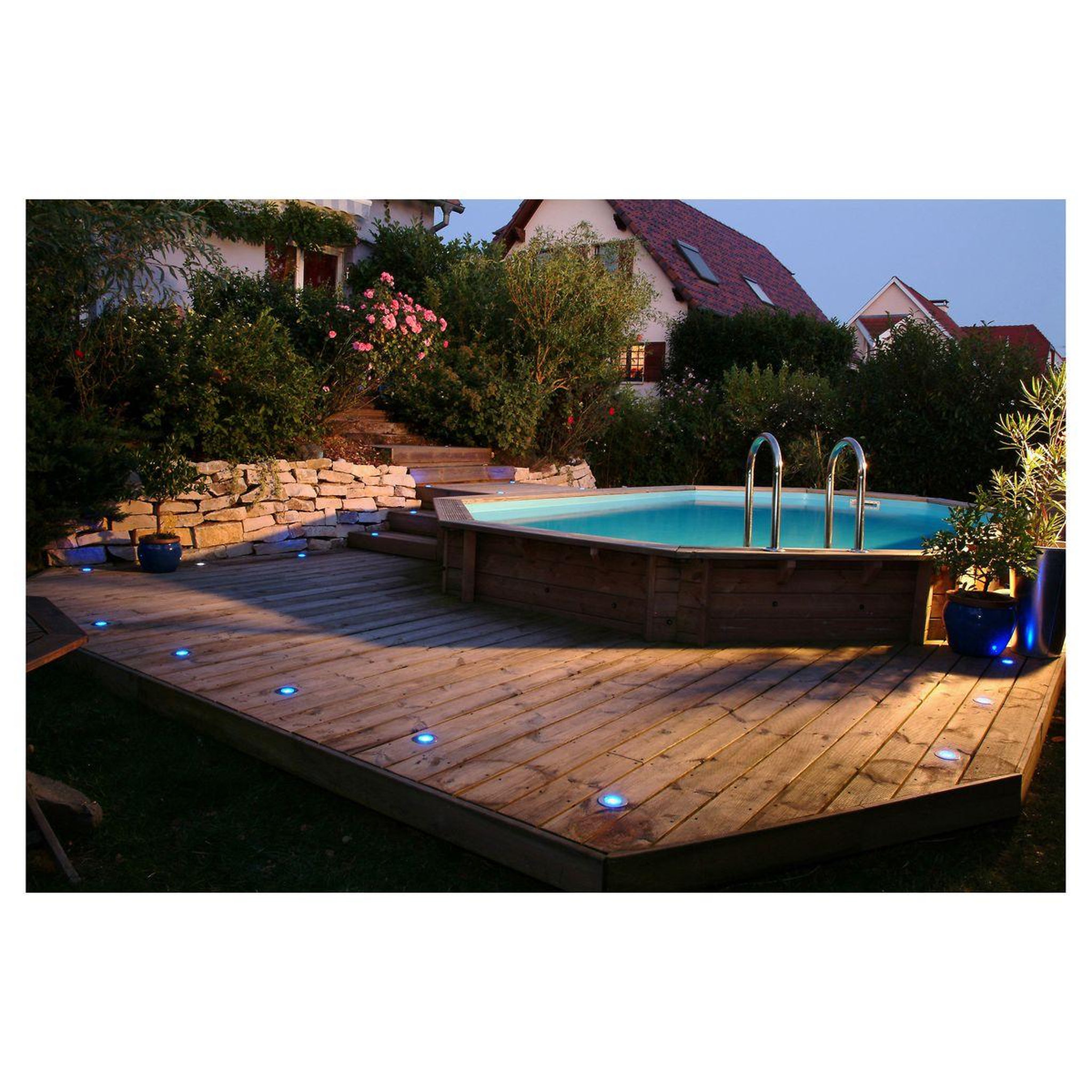 Voir la diapositive 3 : UBBINK Piscine enterrée  bois octogonale - 300x490x120cm -Liner Bleu- SUNWATER