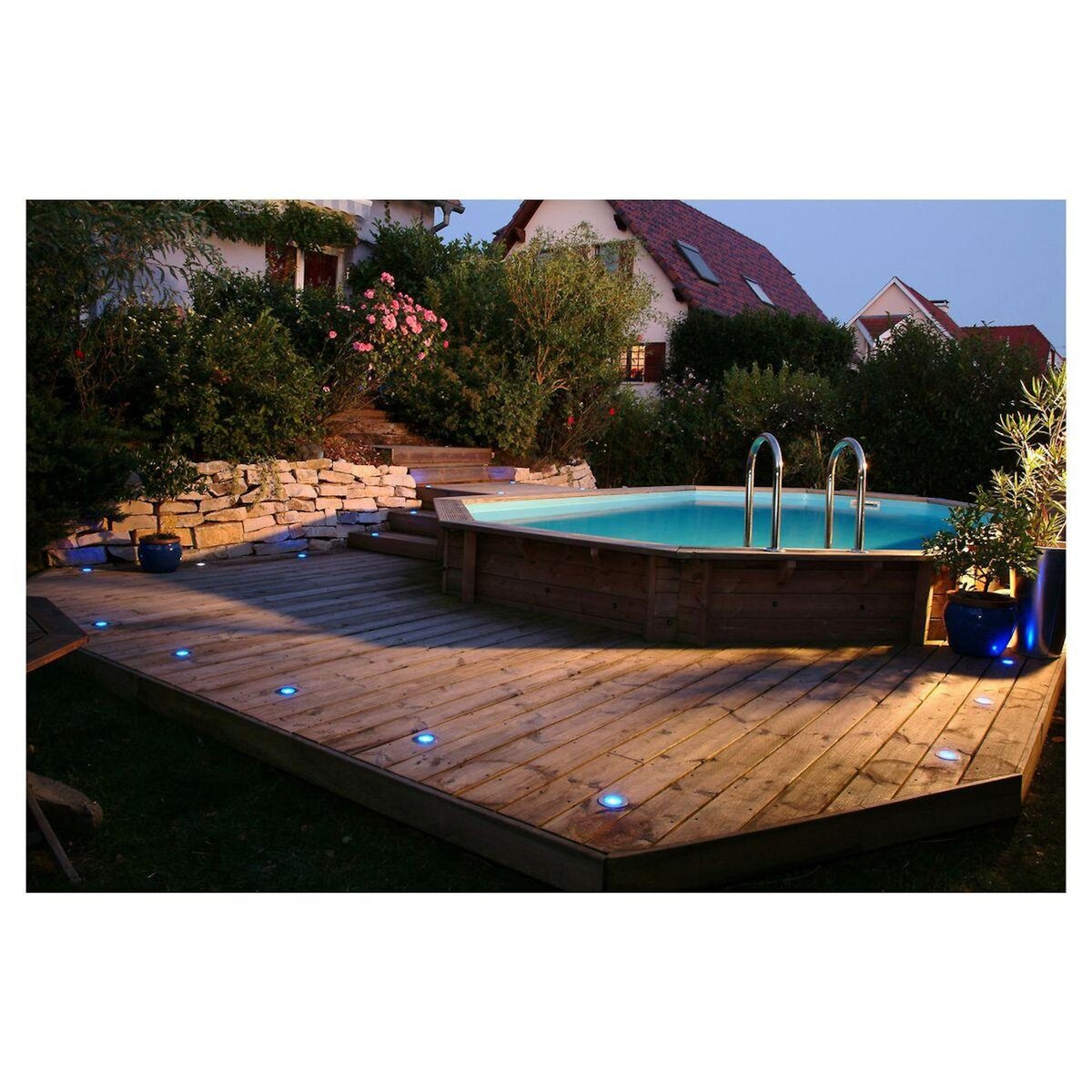 UBBINK Piscine enterrée  bois octogonale - 300x490x120cm -Liner Bleu- SUNWATER
