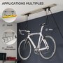 Voir la diapositive 4 : HOMCOM Élévateur de vélo support vélo plafond fixation murale ascenseur vélo avec poulie mécanisme de verrouillage capacité de chargement 20 kg acier noir
