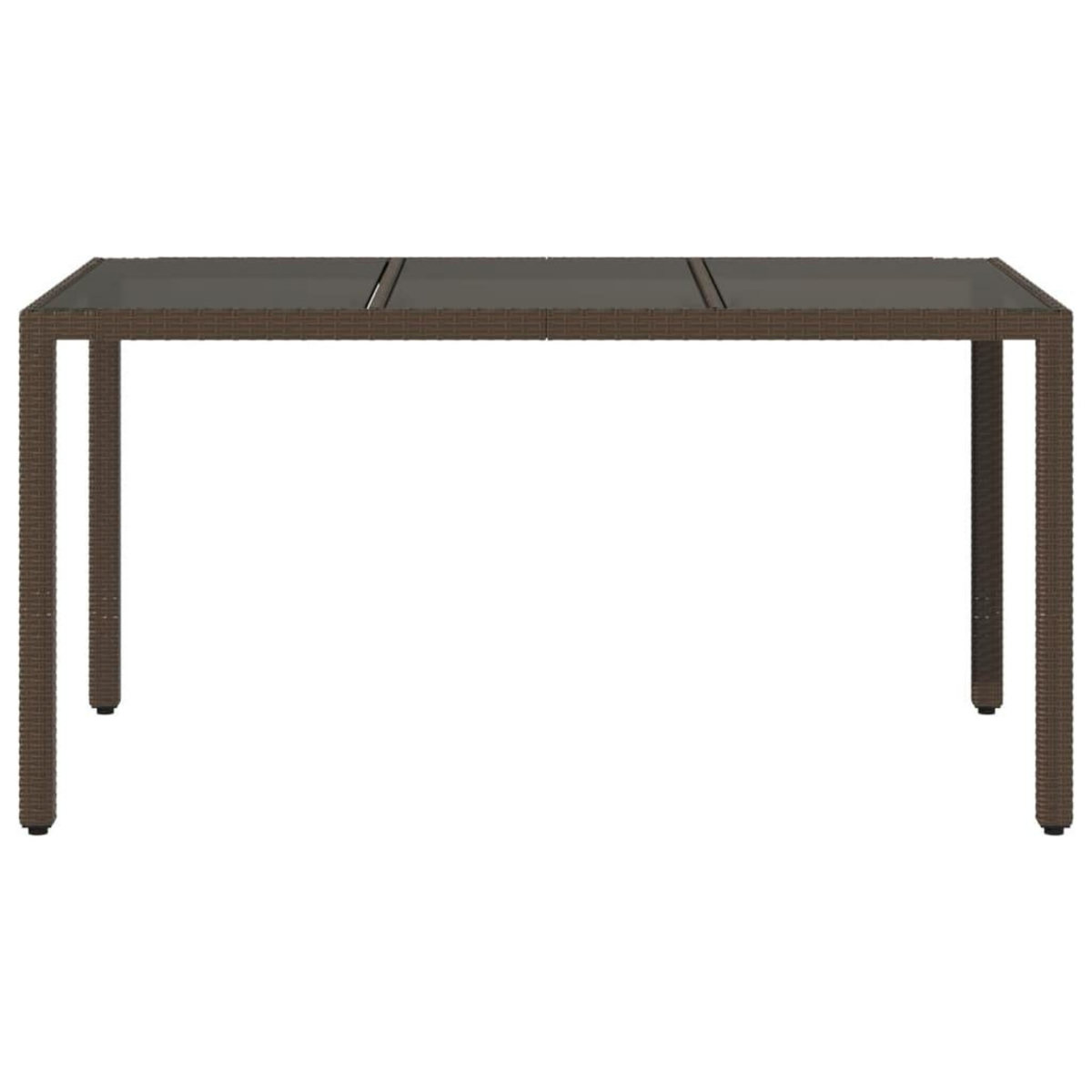 VIDAXL Table de jardin avec dessus en verre marron resine tressee