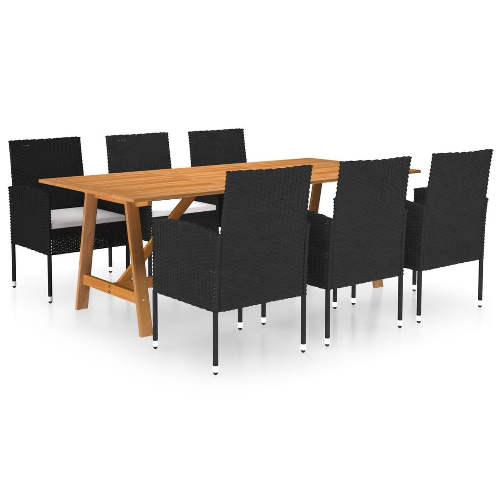 Voir la diapositive 1 : VIDAXL Ensemble a manger de jardin 7 pcs Noir