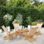 Voir la diapositive 1 : VIDAXL Chaises de jardin pliantes lot de 4 beige tissu et bois massif